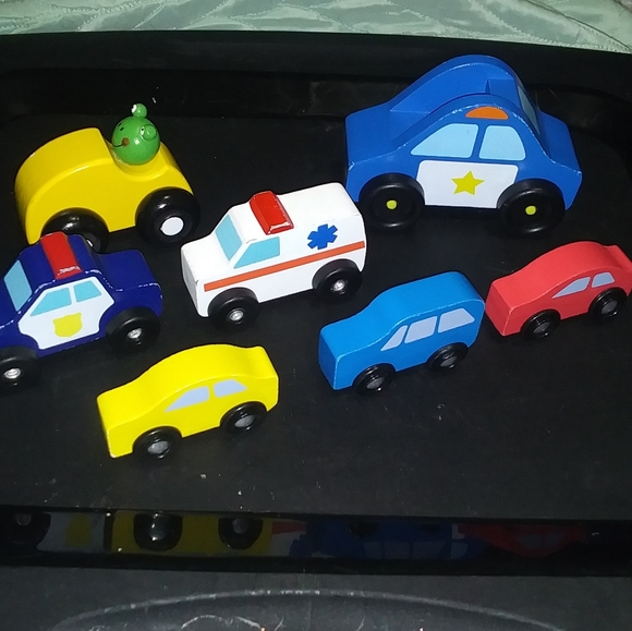 🌺3/$20 Set of 7 Chunky Wooden Vehicles - Picture 2 of 2